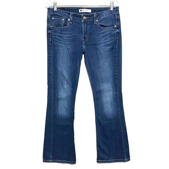 Levi's Denim - Levis 518 Super Low Blue Bootcut Jeans Womens 9M Dark Wash Y2K Classic Stretch